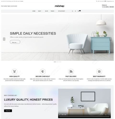 极简多用途外贸商城独立站模板